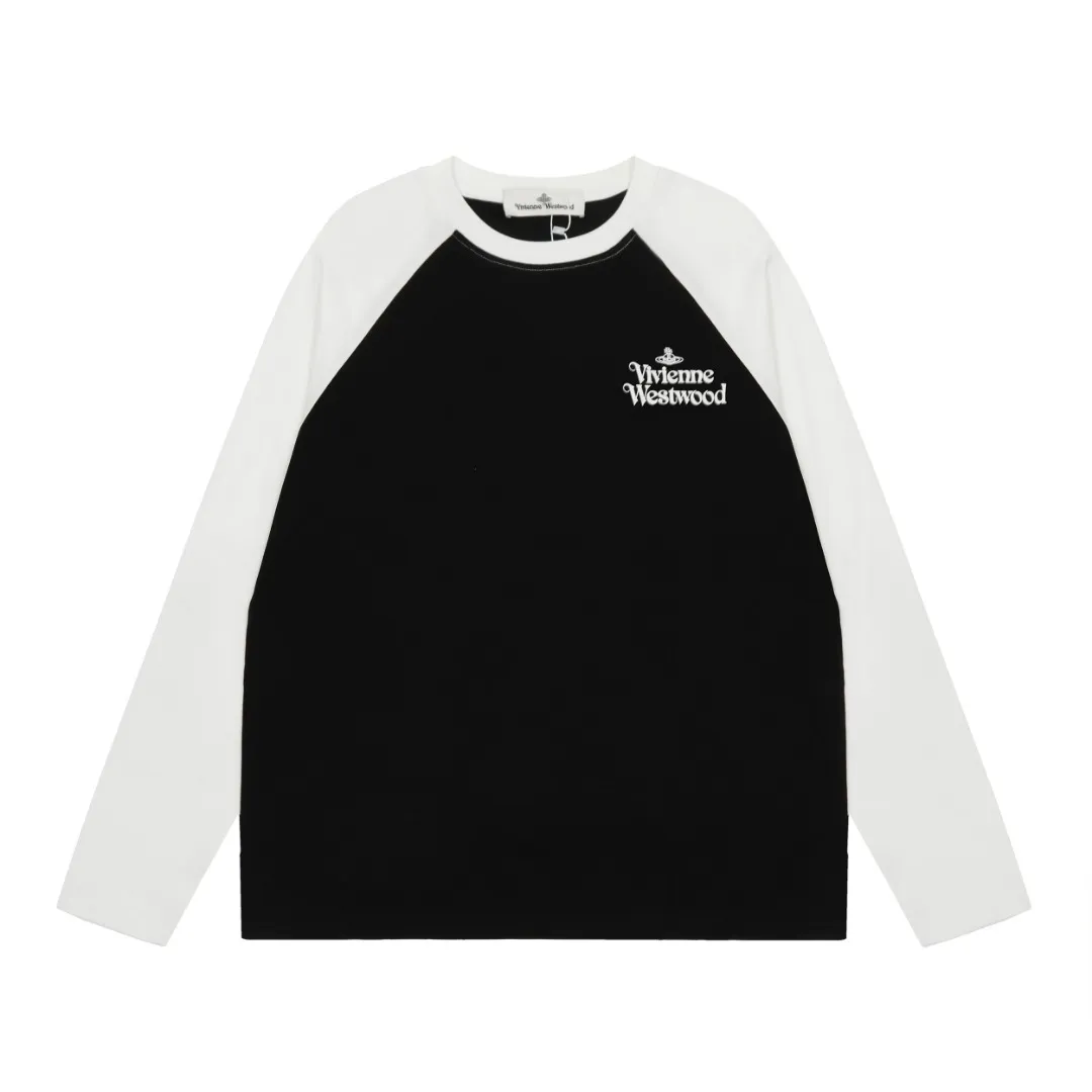"Classic long sleeves" vivienne west wood Vivienne Saturn classic versatile raglan long sleeves Simple and fashionable, very practical for wearing inside and outside. The top hot style in 2024. No need to say more. Open the details directly. The full range of correct accessories. Every detail is completely restored. It can be filled directly. Size: s m l Color: (body color) black white